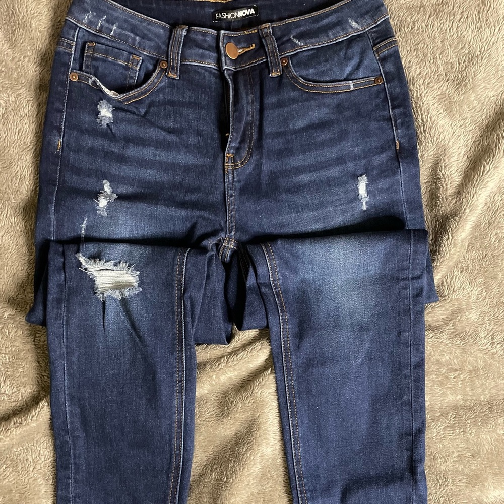Blue ripped jeans